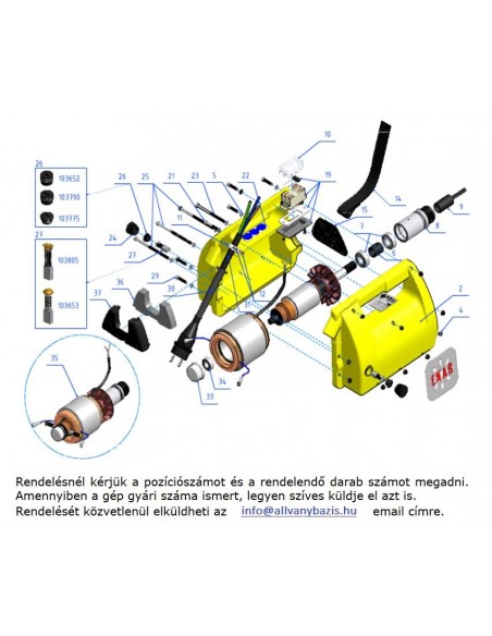 AVMU betonvibrátor motor robbantott ábra