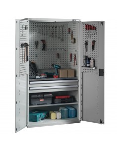 metaloBox TOOL PERFWALL-3/2D Profi szerszámszekrény 2 polccal és 2 fiókkal