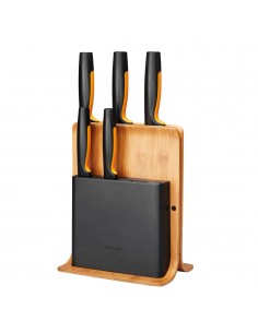 FISKARS Functional Form késkészlet, 5 késsel, bambusz blokkban