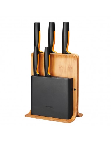 FISKARS Functional Form késkészlet, 5 késsel, bambusz blokkban
